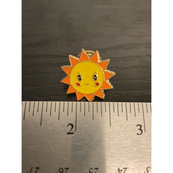 Cute Sun Face Enamel Lapel Pin With Dual Clutch Backing - Picture 3 of 3
